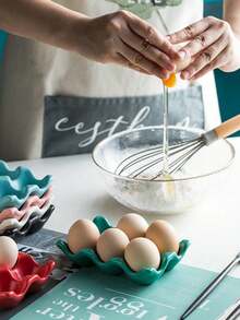 1pc Original 6-Cell Ceramic Egg/Nut Tray, Luxury Aesthetic Food Storage Box, Suitable For Kitchen Food Organization, Dining Table/Coffee Table Decor, Jewelry Storage - Multicolor - View 2