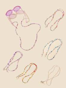 1PC/5PCS Bohemian Kids Eyewear Chain | Adjustable Multi-Functional Mask Lanyard & Bracelet (Vibrant Colors) | Stylish Children's Accessories For Girls,Children Glasses Anti Slip Rope,Glasses Strap, Prevents Glasses From Falling Off