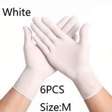 6/10/50/100PCS White Disposable Nitrile Gloves, Durable Household Cleaning Gloves, For Kitchen, Bathroom, Cleaning, Food Handling, Tattooing, Beauty, Hair Dyeing, Pets, Beauty Salons, Cleaning Supplies, Home Gadgets.