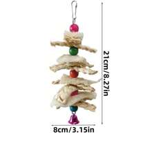 Combo de jouets à mâcher interactifs pour perroquet et inséparable - jouets anti-ennui pour oiseaux comprenant un os de calmar, une boule en rotin, une luffa et une cosse de maïs - chaîne à mâcher attrayante pour oiseaux de compagnie