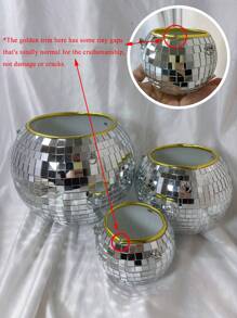 قطعة واحدة كرة مرقصة فضية بحجم 4 / 6 / 8 بوصة مع سلاسل ، صنع يدوي من سطح مرآة زجاجية، مناسبة للحديقة الخارجية والمكتب والمنزل ، تشكيلة ديكورية