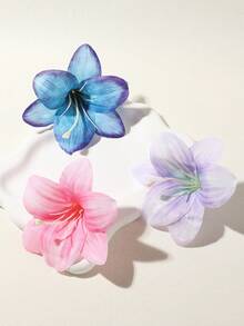 4 件/1 件百合花发夹，渐变色波西米亚时尚发饰，优雅甜美，适合海滩度假，适合所有季节爪夹发夹发夹，学校用品 - 4PCS多色 - 查看 3