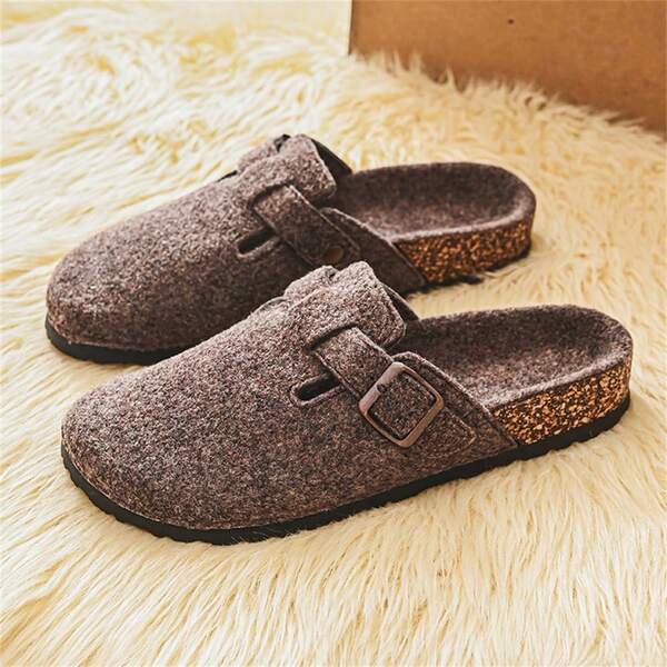 Nuevos hombres zapatillas de estar por casa ligeras y cálidas para otoño/invierno de Bocken, zapatillas de estar por casa de mujeres de talla grande de piel de PU, mocasines slip-on, piel de PU + EVA + corcho premium suave + suela de goma, antideslizantes y duraderas, suaves y cómodas