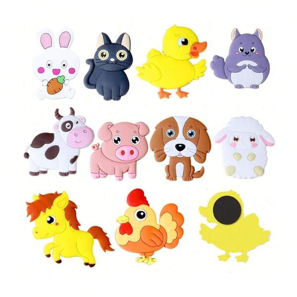 10/14/17Cartoon Animal Refrigerator Decoration Magnets, Rubber Soft Magnets, Early Education Stickers, Flat Decorative Stickers, Jewelry Accessories, Refrigerator Magnets, Soft Plastic Patches
