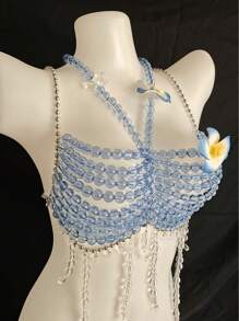 Sexy Lingerie Body Chain For Women, Men & Crossdressers – Acrylic, Crystal, Sequins Chest Harness, Hollow-Out Pendant Vest, Hot Girl Bra Accessories For Nightclubs, Parties, Hotels, Carnivals, Couples