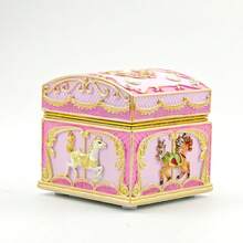 Rotating Carousel Music Box Jewelry Box Valentine's Day Gift, Wind-Up 8-Note Music Box + Starry Sky Blue & Gold Foil Decor Desktop Ornament, Housewarming Wedding Gift, Home Decor - Multicolor - View 10