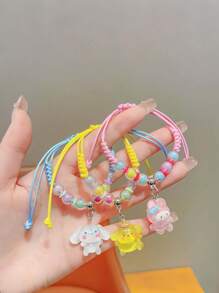 Sanrio Sanrio Hello Kitty Adjustable Woven Bracelet Handcrafted Cute Resin Pendant Jewelry, Suitable For Teenagers, Birthday Gifts For Best Friends, Anime Fashion Birthday, Easter Christmas Gifts.Friendship Bracelet,Girls Bracelets