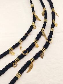 45 piezas Accesorios para el cabello con hojas de oro, estrellas, corazones y alas para dreadlocks y trenzas, joyas para el cabello para mujeres y niñas, anillos ajustables para decoración de trenzado