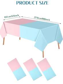 1 件/2 件/3 件性别揭示桌布，一次性塑料粉色和蓝色桌布，长方形桌布，适用于婴儿洗礼生日性别揭示派对装饰 54 X 108 英寸，蓝色和粉色 - 彩色 - 查看 3