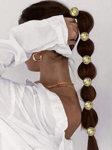 5pcs/Set Golden And Silver Spherical Hair Ties, New High-End, Simple, Sweet And Cool Hair Ties, Hair Ties That Won't Damage Hair, Braided Hair, Suitable For All Kinds Of Hairstyles, Can Be Used All Year Round, Valentine's Day And Halloween Decorative Hair Accessories, Beach And Beach Photography, Festival Accessories, Home Beauty Women Accessory Gifts ,Head Piece