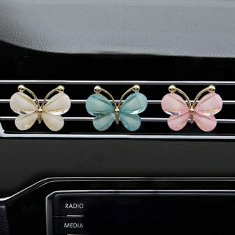 3 stuks auto-luchtroosterclips, vlindervormige luchtroosterdecoratie, luchtverfrisserclips, auto-interieuraccessoires (zonder geurstoffen)