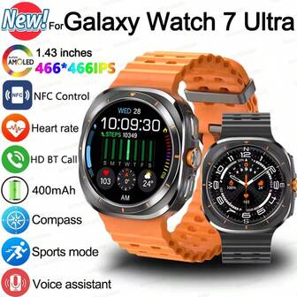 KENPANG 2025 New Galaxy Watch 7 Ultra Smart Watch Men Women, 1.43-Inch AMOLED Screen, Wireless Call, NFC Control, Motion Tracking Smart Bracelet, Compass, Multiple Exercise Modes, Heart Rate Fitness Tracker Sports Bracelets, Suitable For Android And IOS, Is A Good Gift.