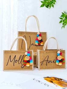 Personalized Bridesmaid Bags & Charm, BurlapTote Bags, Bridesmaid Gift Bag, Bachelorette Party Bags, Beach Bag, Gift Bags, Bridal Shower Bag, Burlap Tote With Name, Monogram Beach Tote Bag, Custom Burlap Bag, Jute Bag, Bridesmaid Gifts