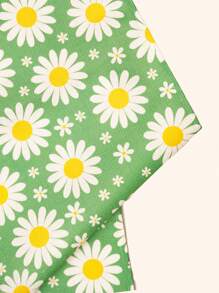 1 Stück Tischläufer mit Blumendruck für Frühling & Sommer | Gänseblümchen & Wildblumen Muster | Dekoration für den Esstisch