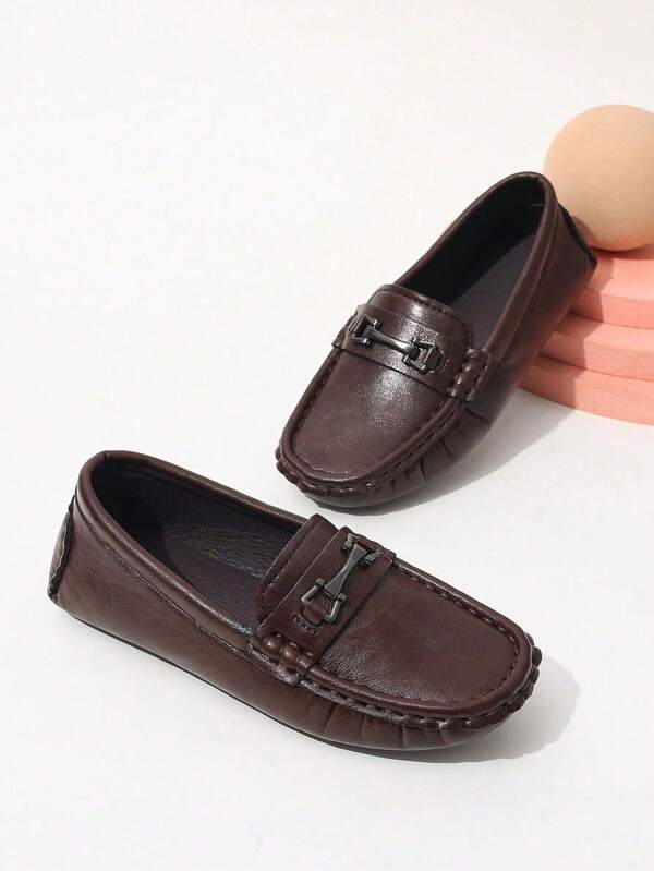 1 par de mocasines casuales negros para niños, estilo británico, sin cordones, planos para exterior, escuela, primavera y otoño