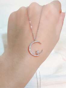 1 pieza Collar gargantilla elegante con adorno de estrella y luna de strass para mujer, diseño minimalista y único, regalo perfecto para fiesta