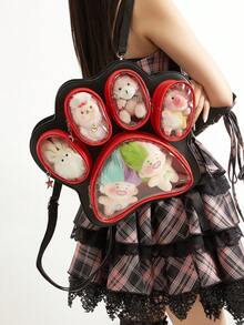 1 件猫爪形女式背包，PU 材质可爱大容量单肩包，适合娃娃，DIY 包，日式甜美有趣可爱猫爪设计女士包，适合日常使用、角色扮演、派对、漫画大会、生日、情人节礼物