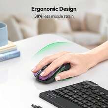 Tecknet Wireless Mouse, 2.4g Ergonomic Optical Mouse, Computer Mouse Laptop, PC, Computer, Chromebook, Notebook, 6 Buttons, 24 Months Battery Life, 2600 DPI, 5 Adjustment Levels - Grey - View 10