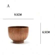 1 pieza Bol de madera sólida y redonda de alta calidad, pulida y multiuso para ensaladas, frutas, sopas, arroz y utensilios de cocina, útil también como material escolar