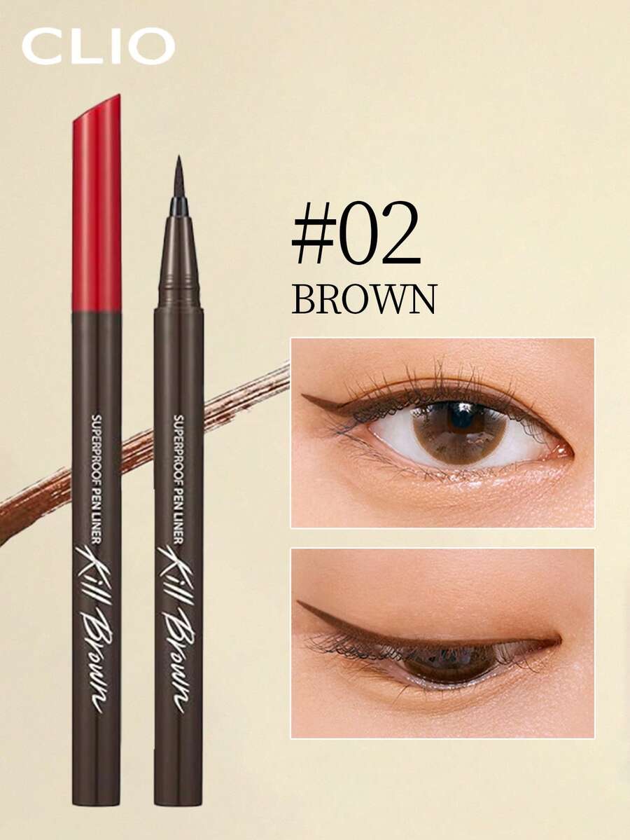 Clio K-Beauty SUPERPROOF PEN LINER KILL BLACK 刷頭眼線液筆,液體眼線筆,深邃顯色,出墨順滑,快乾,防水防汗,適合日常妝容 - 02 Brown - 查看 1
