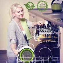 Silicone Folding Drain Basket Fruit Vegetable Washing Basket Foldable Strainer Colander Collapsible Drainer Kitchen Storage Tool