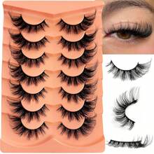 False Eyelashes Strip Lashes Wispy  Cat Eye Lash Fake Eyelash Natural Look Volume 18mm Mink Fluffy Fox Eyelashes 7 Pairs Pack 9D