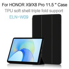 1 Pc Tablet Case For Honor Pad X9 11.5-Inch ELN-W09 Three Fold Support Leather Case 2023 Honor X8 Pro Silicone Soft Shell With Protective Smart Cover Purple Mint Green Black
