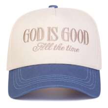 1pc Men's "God Is Good All The Time" Embroidered Trucker Hat, Casual Street Style Baseball Cap For Spring, Autumn, Traveling, Beach Vacation