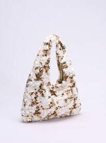 1 bolsa clutch brilhante com lantejoulas da moda e design plissado, adequada para vestido de noite, banquete e festa