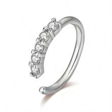 1 pieza Anillo falso de septo de cobre de moda incrustado con cubic zirconia brillante, joyería de lujo para uso diario sin perforación