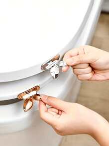 2pcs Rose Gold Toilet Seat Lifters, Flower Pattern, Durable Acrylic, Easy To Clean - Preglued Design, Non-Dirty Handling Bathroom Accessories Bathroom Organizer Back To School