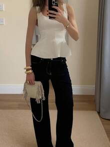 Seelio 全新夏季女式时尚可爱短裙下摆弹力吊带背心 - 白色 - 查看 7