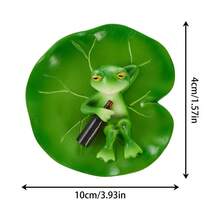 Outdoor Pond Floating Decor Resin Frog/Turtle On Lotus Leaf Fake Animal Garden Statue For Patio Lawns Pool Decorations - Army Green - View 8