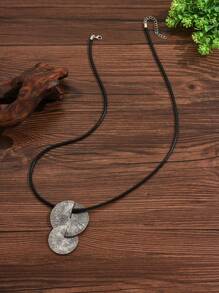 1 pieza Collar largo de mujer minimalista vintage con textura metálica, cadena de suéter con estilo, regalo para madre, profesora, uso diario