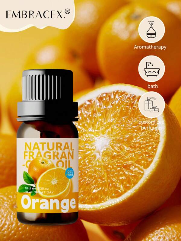 EMBRACEX. 10ml Orange Oil Aromatherapy Essential Oil, Rich And Fresh Aroma Fragrant Oil,Car Aromatherapy Long Lasting Fragrance,Relax Your Mood, Freshen The Air, Women, Mom, Wife, Sister, Teen, Girl Friend,Can Be Used In Room, Living Room, Kitchen, Office--Water Soluble