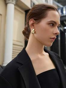 1 par de nuevos diseños de aretes medianos para mujer, regalos de Navidad de invierno - Amarillo Oro - Ver 4