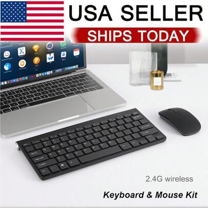 Dazone Ultra Slim Wireless Keyboard & Mouse Set Combo Ergonomic Mini 2.4G With USB Receiver For For PC/ Computer/ Desktop Full Size Quiet