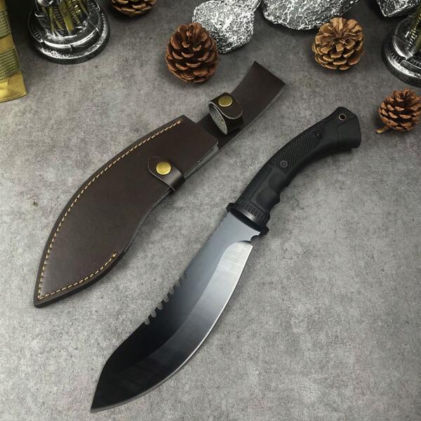 1 PIEZA, Cuchillo de alta dureza para exteriores, cuchillo de cocina, diseño de quilla integrado, hoja fija, afilado y duradero, con revestimiento antioxidante en la hoja, mango ergonómico, buen rendimiento antideslizante, utilizado para camping, cocina, regalos para hombres, con funda para cuchillo