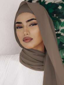 1pc Women Hijab Solid Color Scarf/Shawl For Women, Chiffon Headscarf, Suitable For Casual Everyday Wear