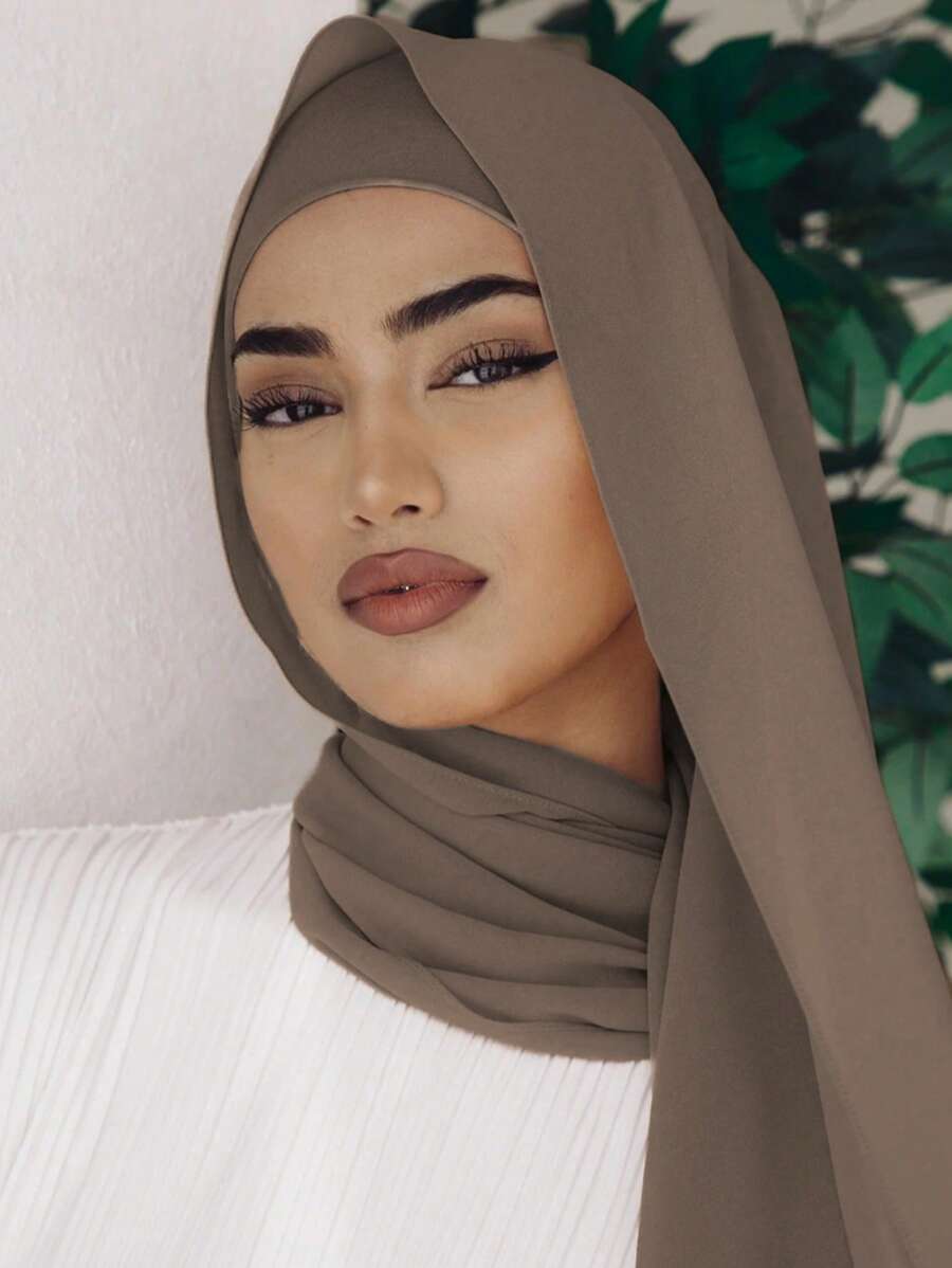 1pc Women Hijab Solid Color Scarf/Shawl For Women, Chiffon Headscarf, Suitable For Casual Everyday Wear