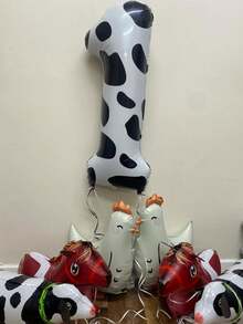 40inch Cow Print Number Foil Balloon, Extra Large Size Birthday Party Balloon, Farm Theme, Bachelor/Bachelorette Party, Girls Night Out, Decorative Party Supply - Cow Numbers - View 4