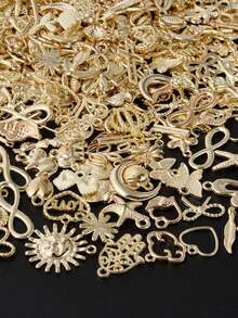 100pcs/Pack Or 20pcs/Pack Assorted Shiny Gold Metal Starfish & Butterfly DIY Jewelry Pendant, For Jewelry Making Accessories - Multicolor - View 4