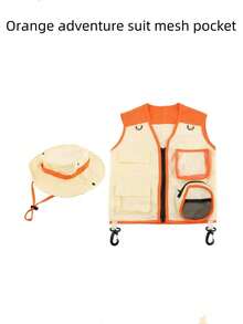 Conjunto de traje de aventura al aire libre para niños, que incluye chaleco, sombrero y disfraz de explorador para juegos de roles y baile - Multicolor - Ver 2