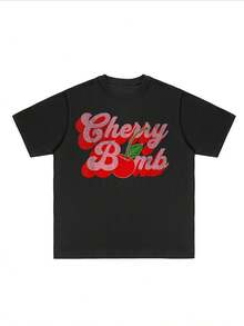 Cherry Bomb - Sweet - Retro - Men's Graphic T-Shirt, 100% Cotton, 220g - Black - View 3