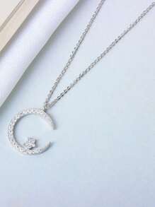 1 pieza Collar gargantilla elegante con adorno de estrella y luna de strass para mujer, diseño minimalista y único, regalo perfecto para fiesta