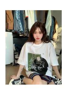200g Pure Cotton T-Shirt 2025 Summer Ladies New Short Sleeve Pure Cotton Holiday Pattern Short Sleeve Round Neck Couple Wear Small Shirt Tops - 白色 - 查看 3