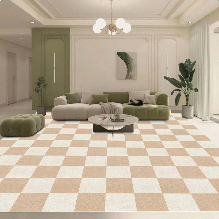 20/40/60 Pieces Non-Slip Self-Adhesive Square Mat Tiles, Machine Washable Floor Stickers, Polyester Blend, Easy DIY Installation For Office Home Room Decor, Office Floor Decor, Modern Room Accent, Anti-Slip Backing