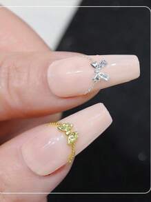 50PCS Alloy Bow Wearing Nail Decoration Mini Metal Rivets Gold And Silver Ribbon Nail Accessories