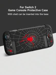 1pc Dark Gothic Style Red Spider Web Pattern Compatible With Switch2/Switch NS/Switch OLED Gaming Console Protective Case, New Generation, Black, Spider & Web Elements, TPU Soft Shell, Universal Gamepad Protective Cover, Switch Controller Protective Case, Switch Gaming Accessories, Anti-Drop, Anti-Slip, Scratch-Resistant, Stylish - Multicolor - View 1
