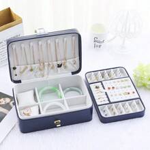 1 pezzo Lussuosa scatola portagioie in finta pelle a doppio strato con serratura, organizer per bracciali, baule di immagazzinaggio, scatola organizer, scatola portagioie da donna - spaziosa per anelli, orecchini, collane, bracciali e orologi - scatola regalo perfetta per San Valentino, esposizione di gioielli, scatola portagioie, immagazzinaggio, Festa della Mamma, regalo per matrimonio per donne, organizzatore di immagazzinaggio, elementi essenziali da viaggio, articoli per il ritorno a scuola, immagazzinaggio per dormitorio